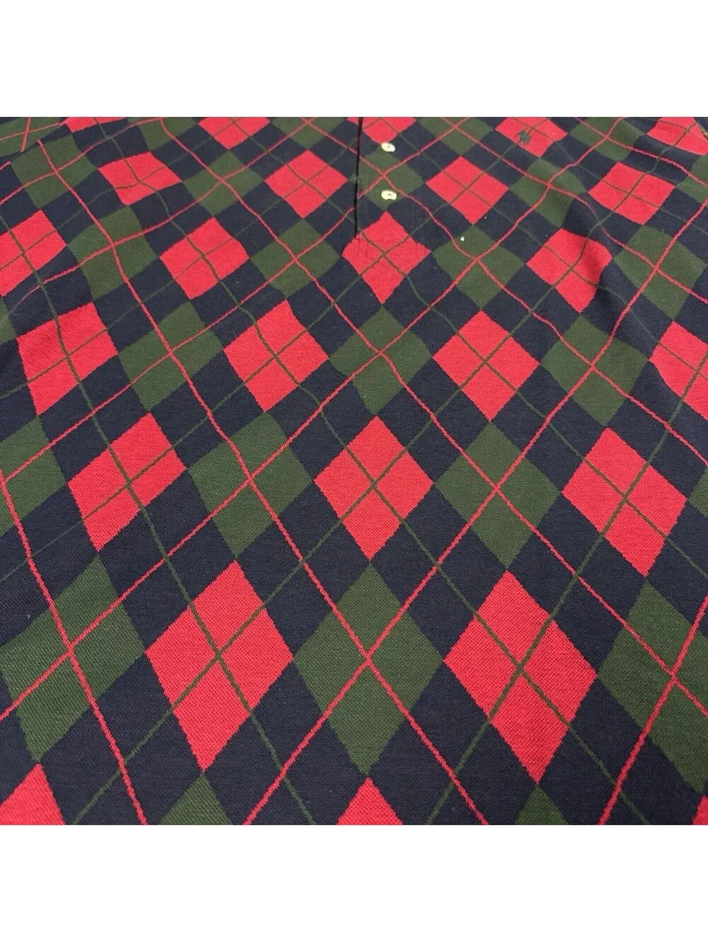 VTG Polo Ralph Lauren Polo Mens XL Red Argyle Long Sleeve Retro 90's USA Rugby